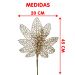 Flores Enfeite Árvore Natal Gliter Dourado De 45cm Kit 8pçs