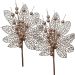 Flores Enfeite Árvore Natal Gliter Rose Gold 45cm Kit 4pçs