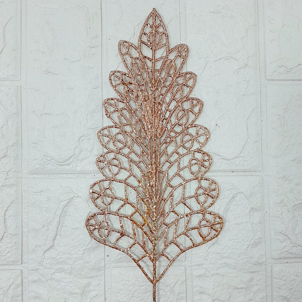 Folhas Flores Árvore Natal Gliter Rose Gold 40cm Kit 12pçs
