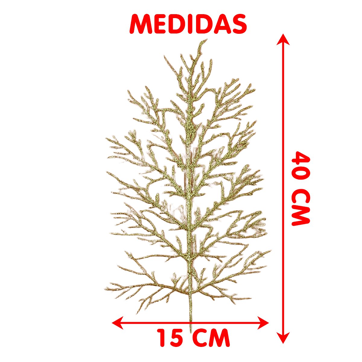 Folhas Flores Enfeite Natal Gliter Dourado De 40cm Kit 10pçs