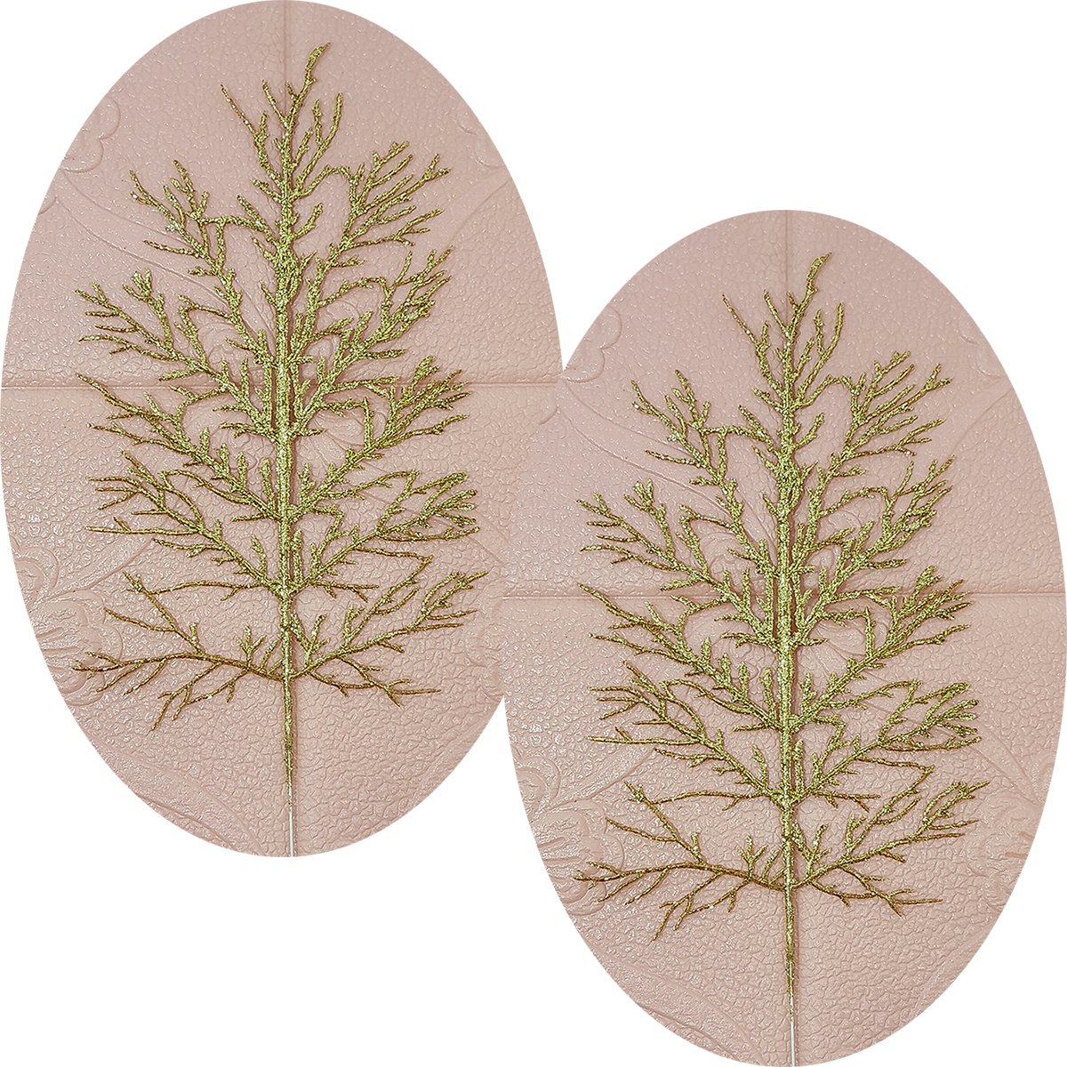 Folhas Flores Enfeite Natal Gliter Dourado De 40cm Kit 12pçs