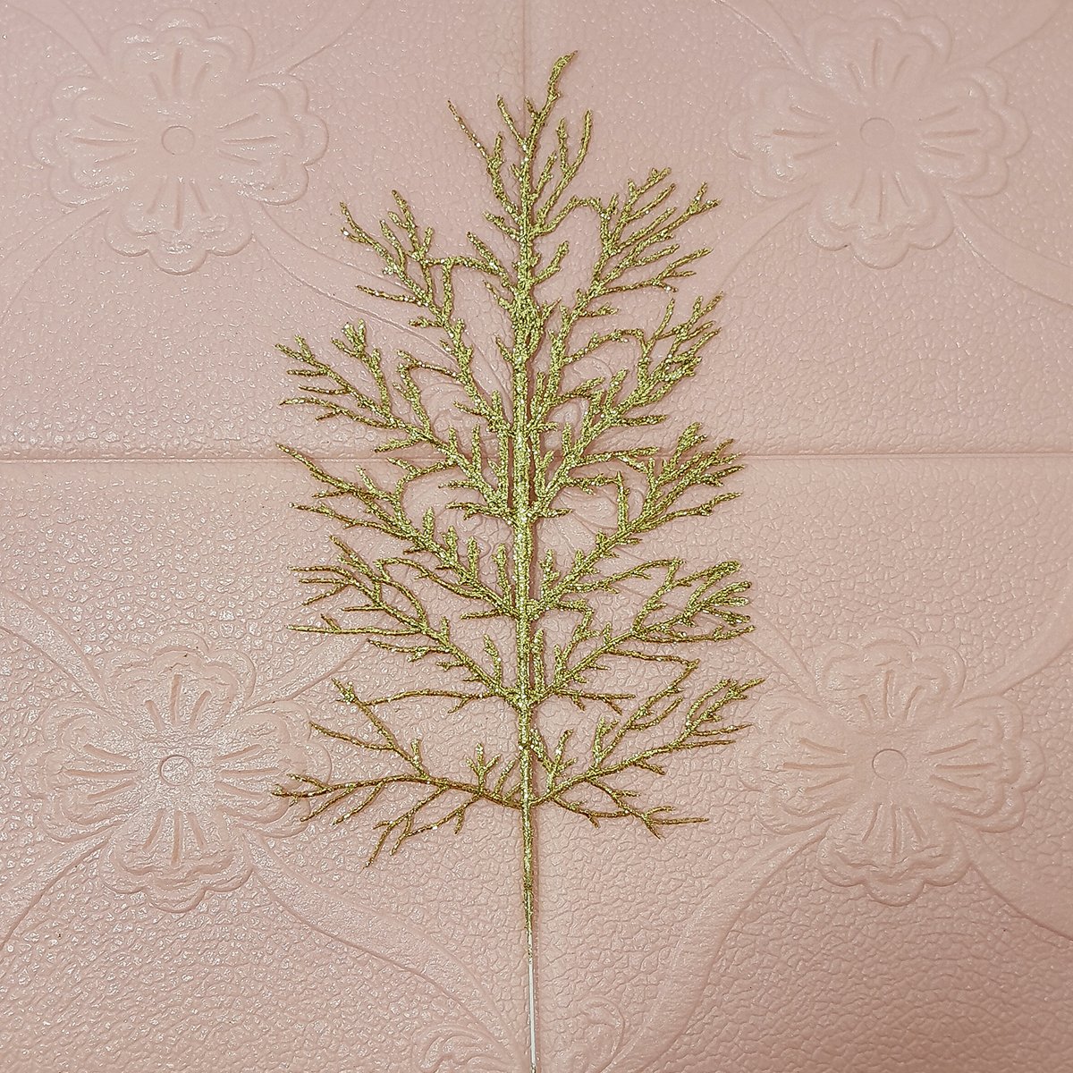 Folhas Flores Enfeite Natal Gliter Dourado De 40cm Kit 4pçs