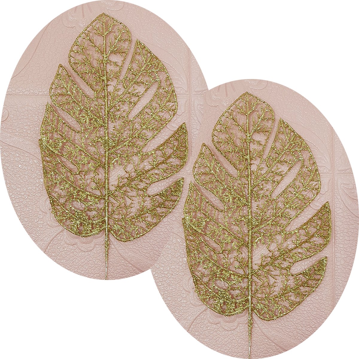 Folhas Flores Enfeite Natalino Gliter Dourado 35cm Kit 8pçs
