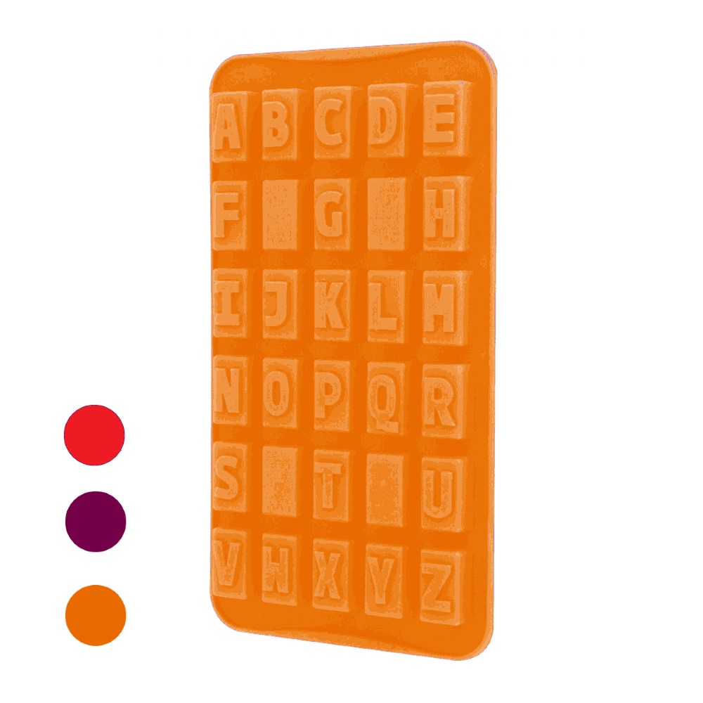 Forma Gelo Chocolate Gelatina Silicone Alfabeto  Laranja