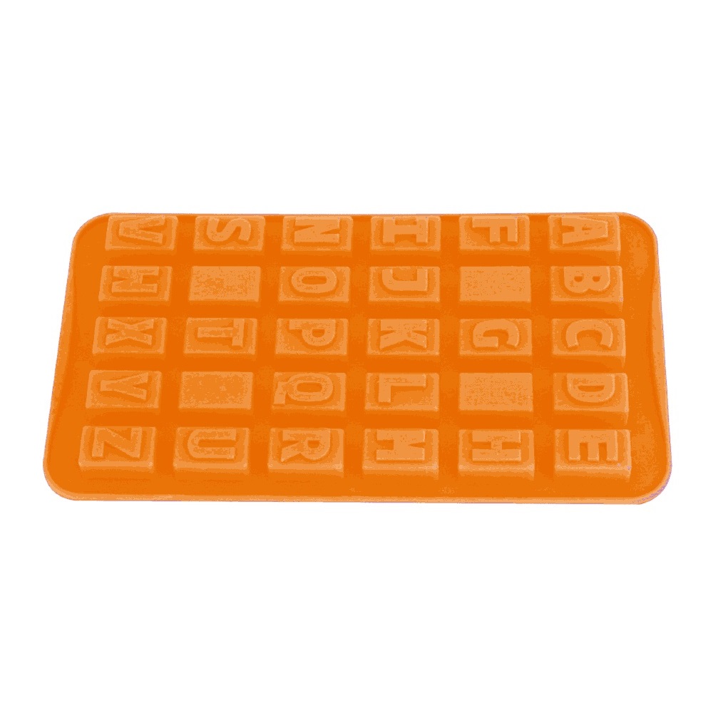 Forma Gelo Chocolate Gelatina Silicone Alfabeto  Laranja