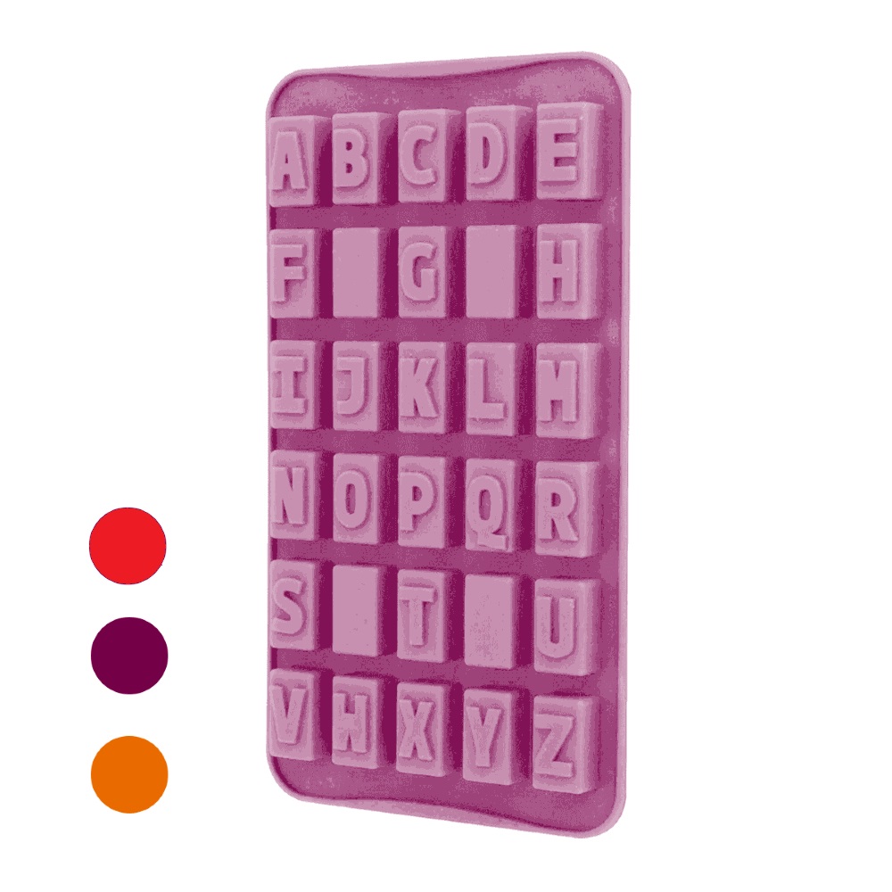 Forma Gelo Chocolate Gelatina Silicone Alfabeto  Roxo