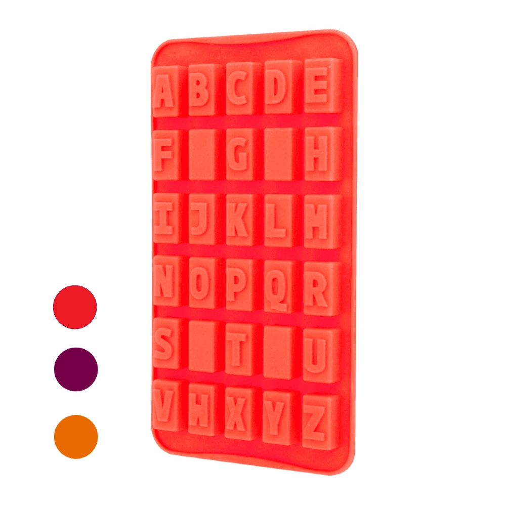 Forma Gelo Chocolate Gelatina Silicone Alfabeto  Vermelho