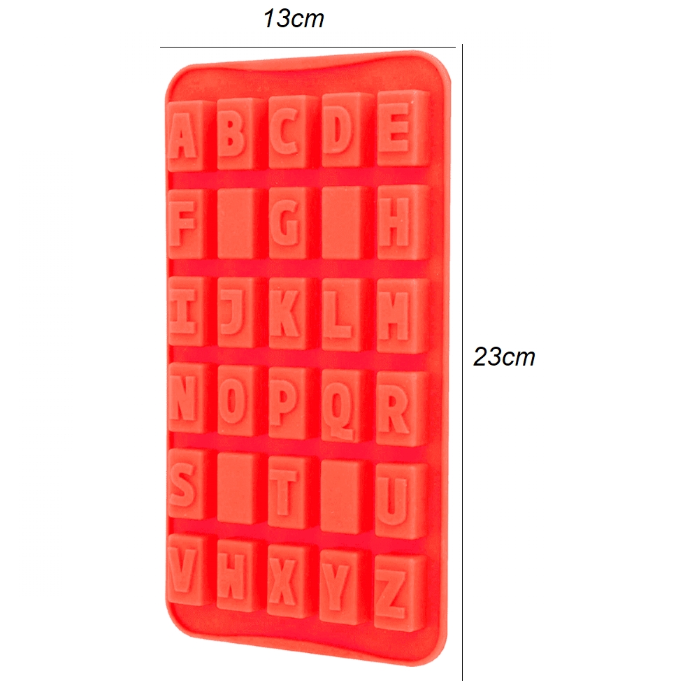 Forma Gelo Chocolate Gelatina Silicone Alfabeto  Vermelho