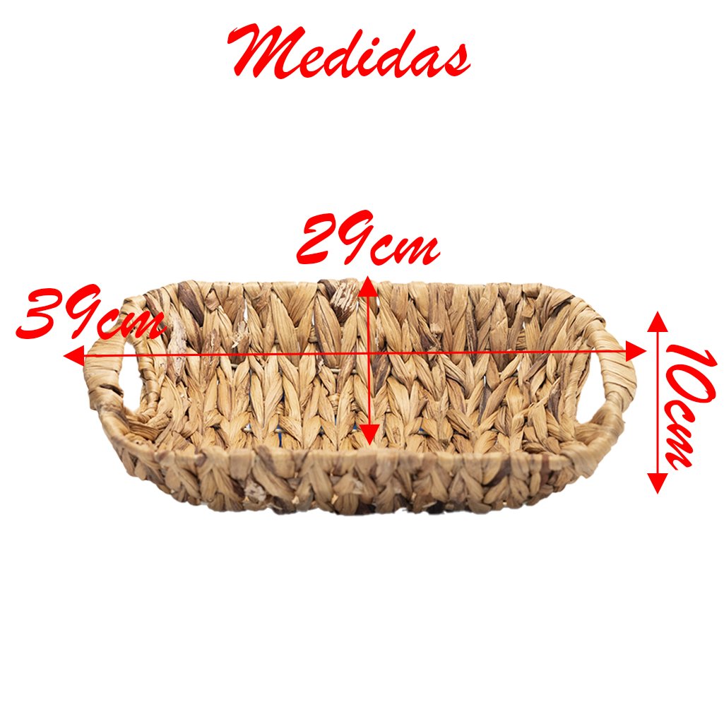 Fruteira Retangular Enfeite Palha Seagrass Natural 39cm
