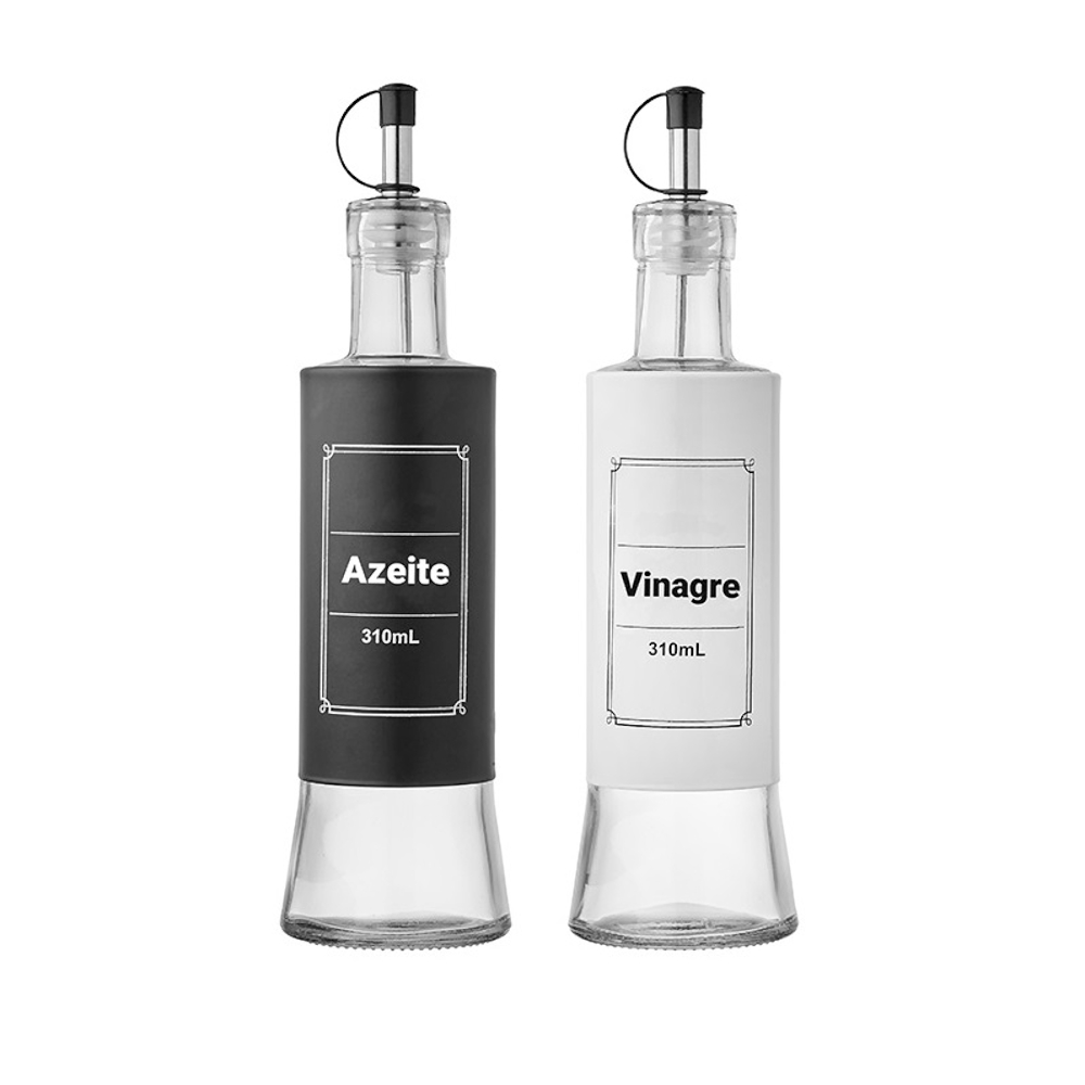 Galheteiro de Vidro e Inox 310mL 2 Peças  