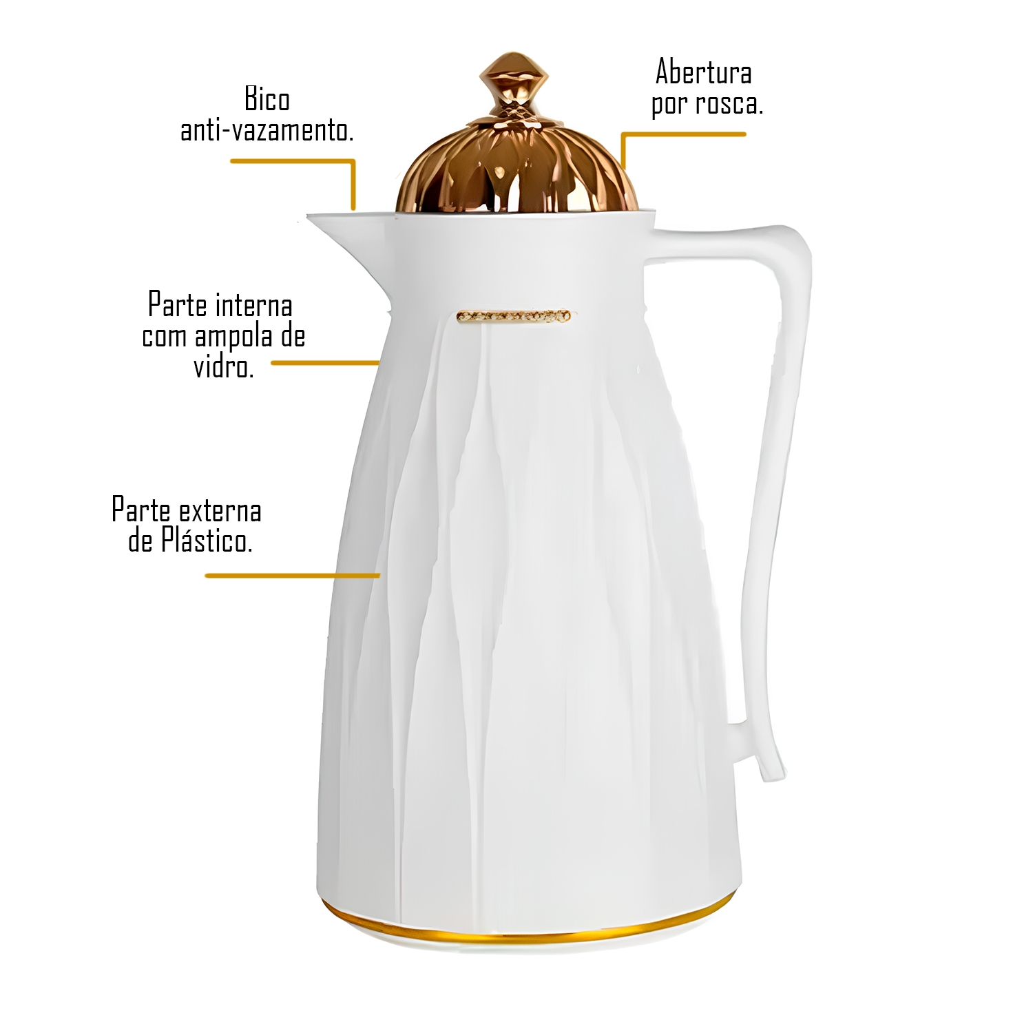 Garrafa Térmica Arábica Luxuosa Branca 1L Café E Chá