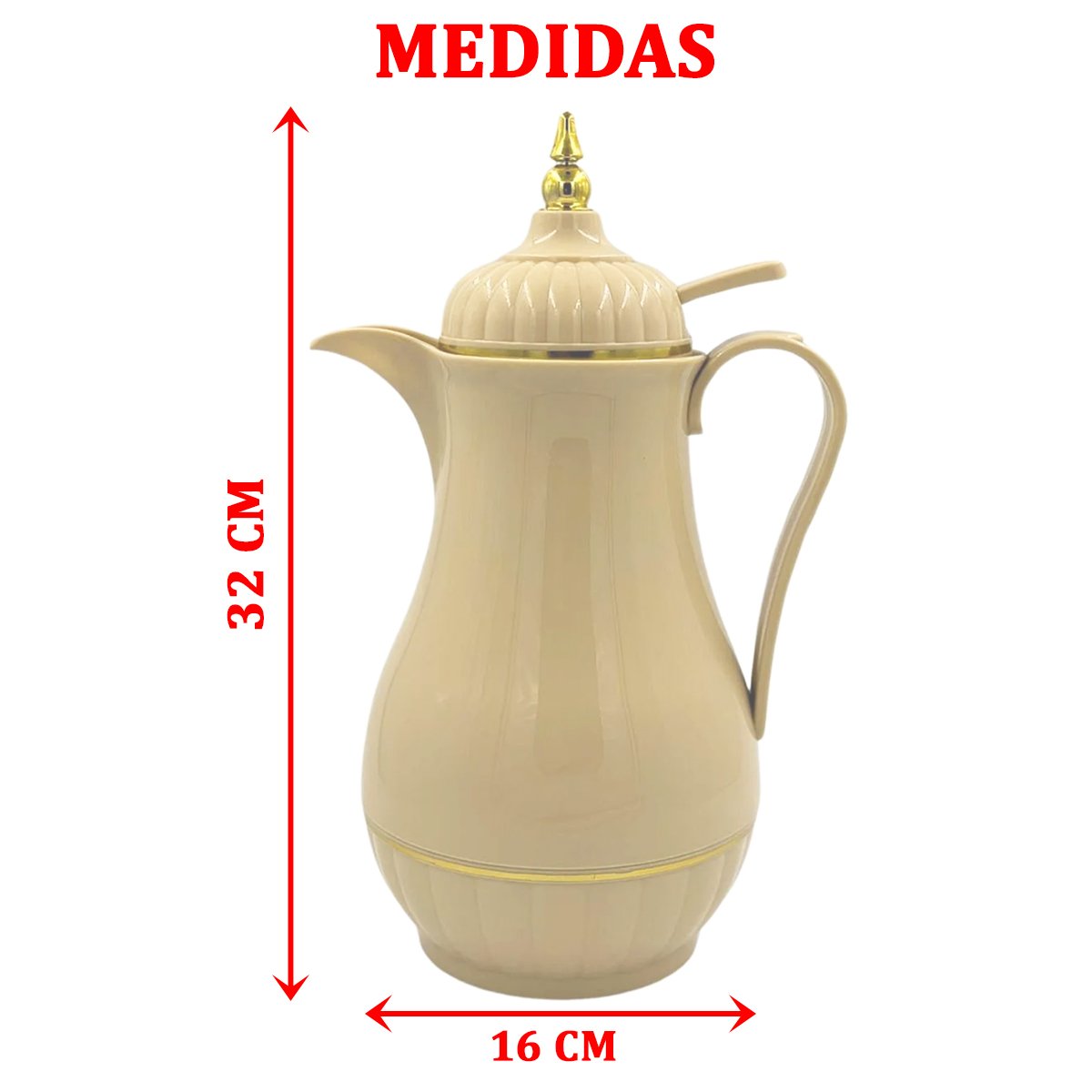 Garrafa Térmica Arábica Luxuosa Vintage Bege 1L Bule Café