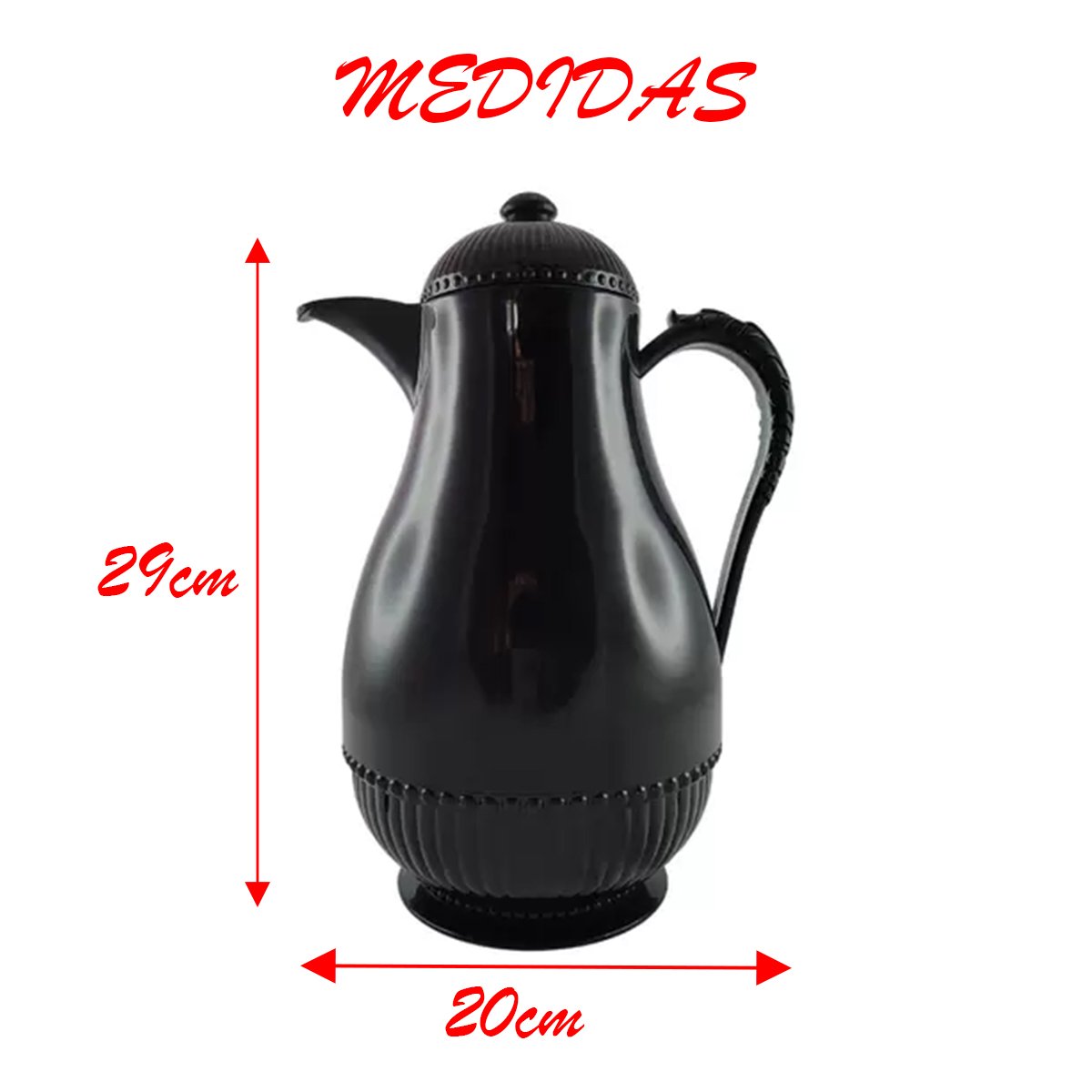 Garrafa Térmica Café Chá de Luxo Classic Vintage Preta 1 Litro