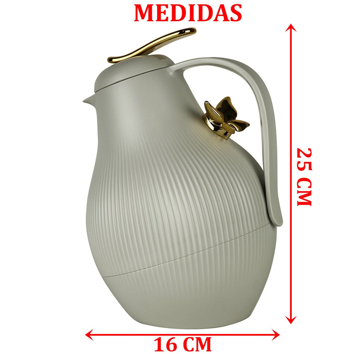 Garrafa Térmica De Mesa Daphne Cinza Leite Café Chimarrão 1L
