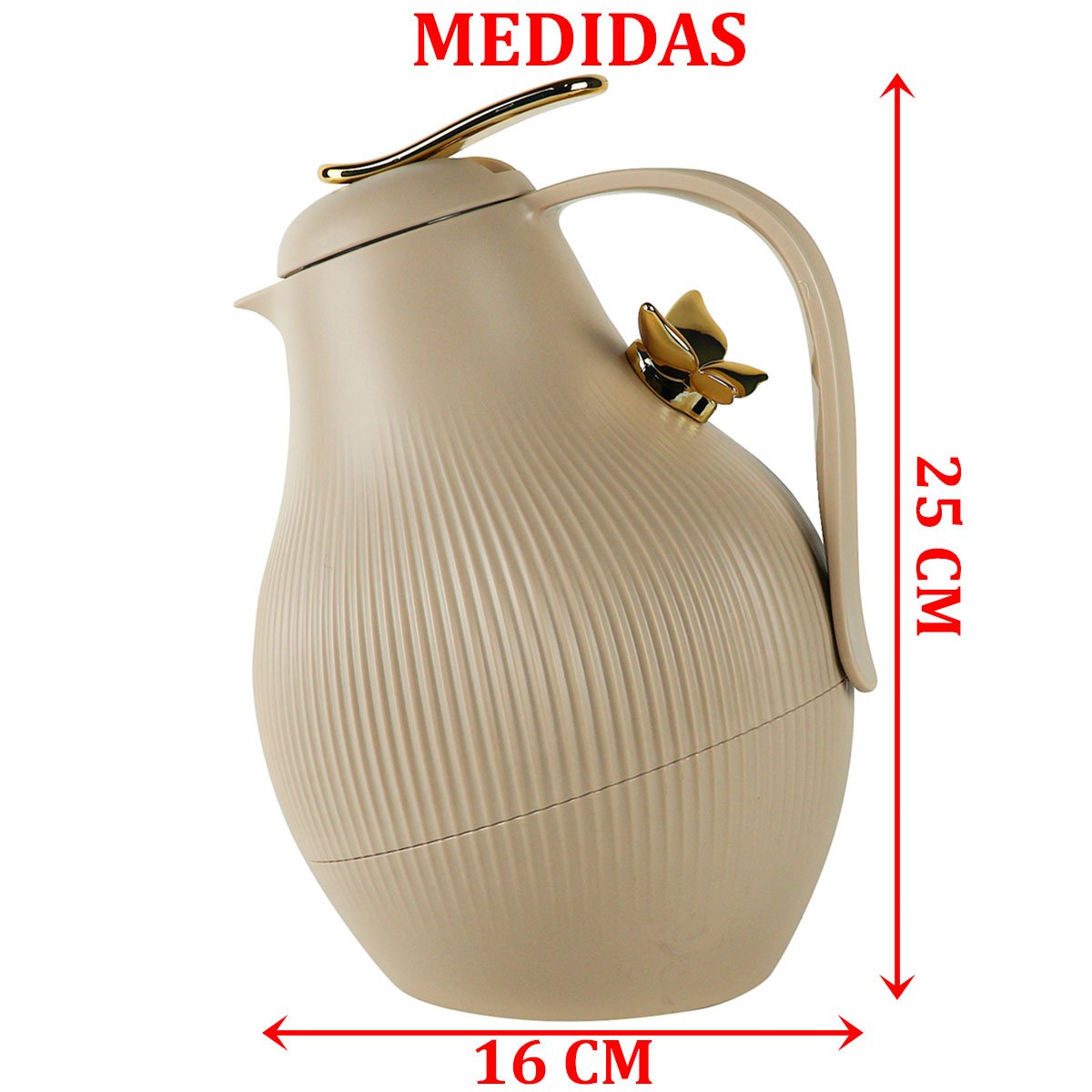 Garrafa Térmica De Mesa Daphne Nude Bege Café Leite Chá 1L
