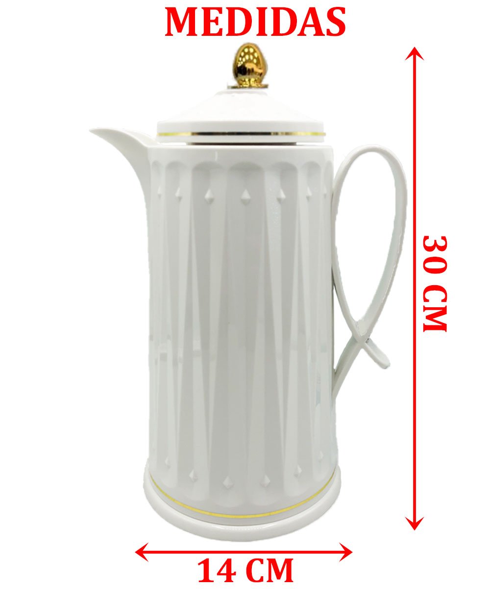 Garrafa Térmica De Mesa Deep White Café Chá Leite De 1 Litro