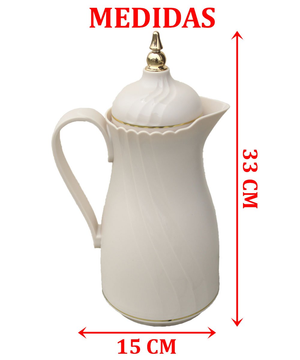 Garrafa Térmica De Mesa Elegante Bege Chá Café Leite De 1L