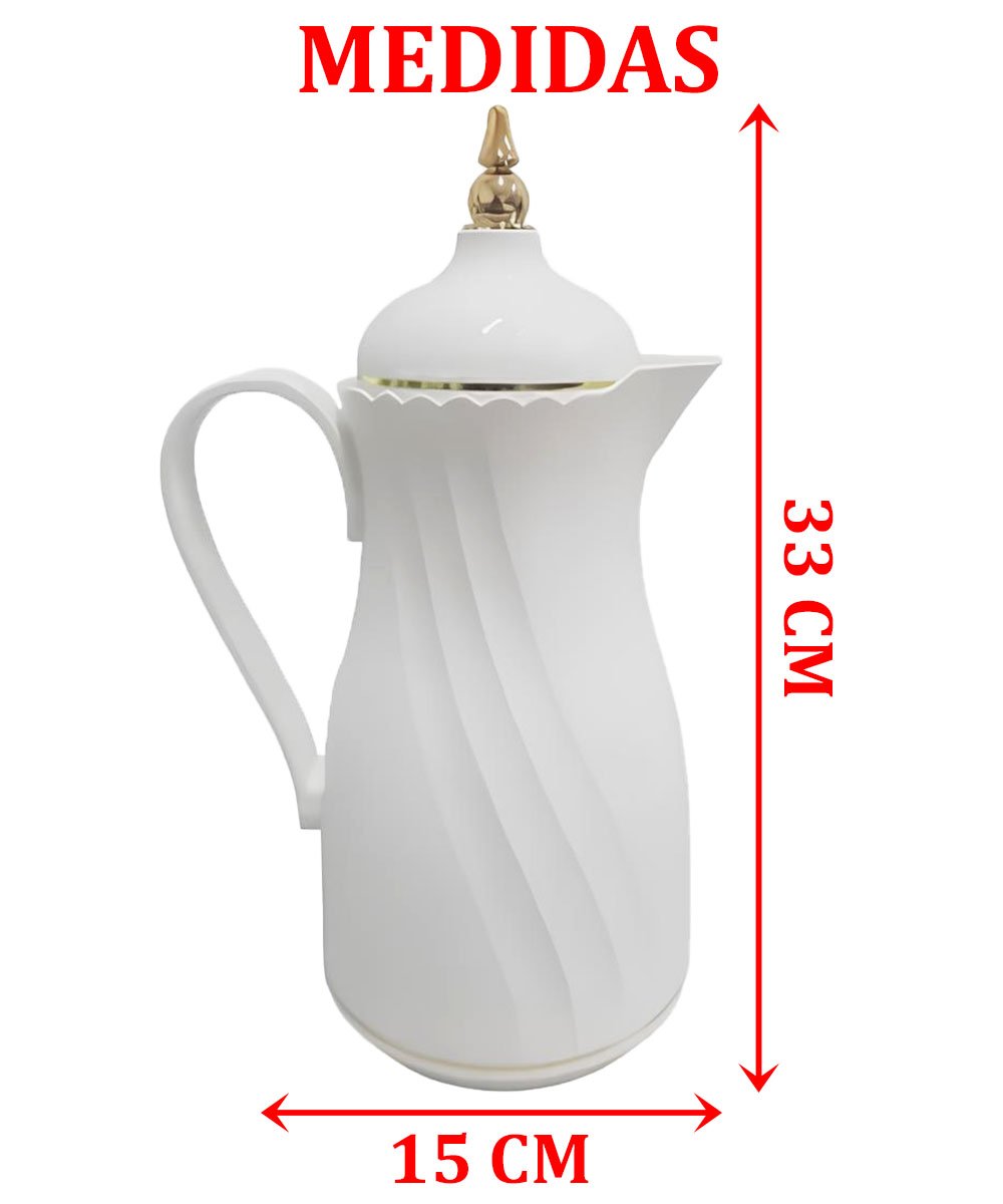 Garrafa Térmica De Mesa Elegante Branca Chá Café Leite De 1L