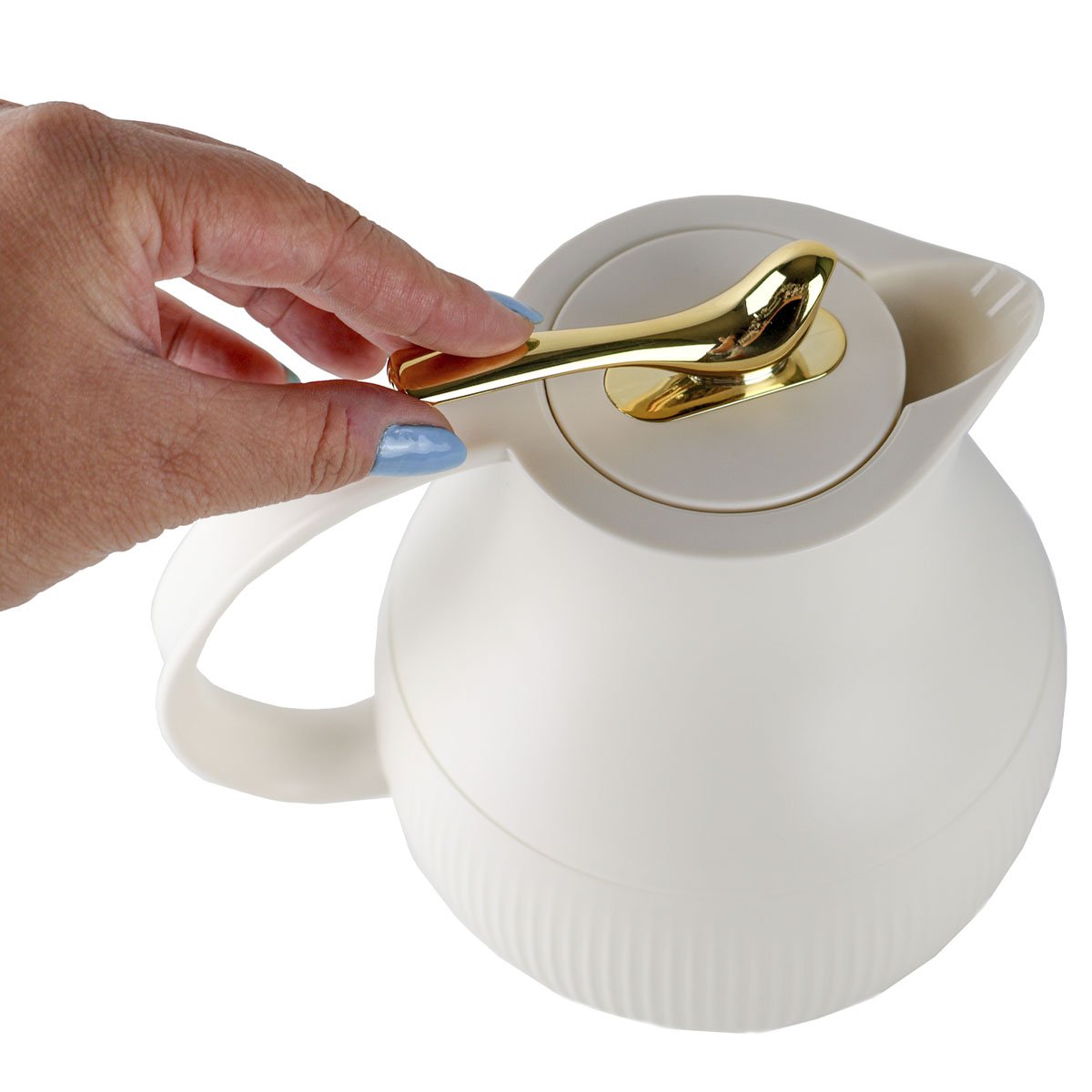 Garrafa Térmica De Mesa Pássaro Dourado Branco Leite Chá 1L
