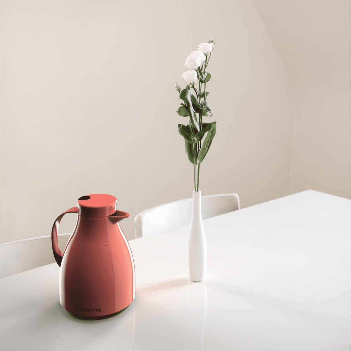 Garrafa Térmica De Mesa Paris Rosa 1L Bule Gatilho Café Chá