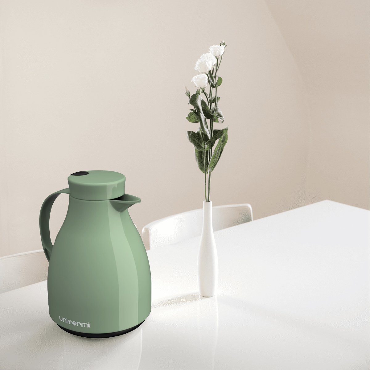 Garrafa Térmica De Mesa Paris Verde 1L Bule Gatilho Café Chá