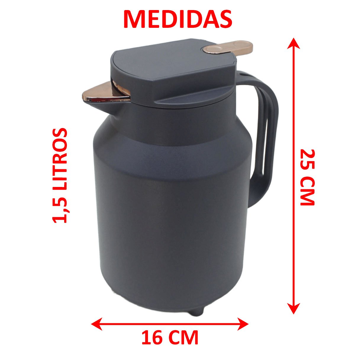 Garrafa Térmica De Mesa Preta Café Chá Chimarrão Leite 1,5L