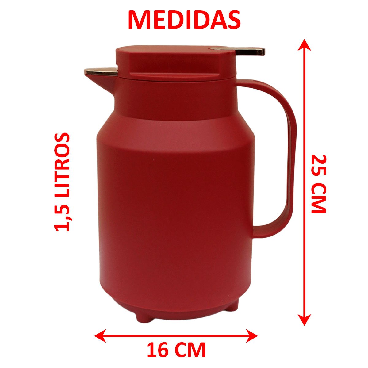 Garrafa Térmica De Mesa Vermelha Café Chimarrão Leite 1,5L