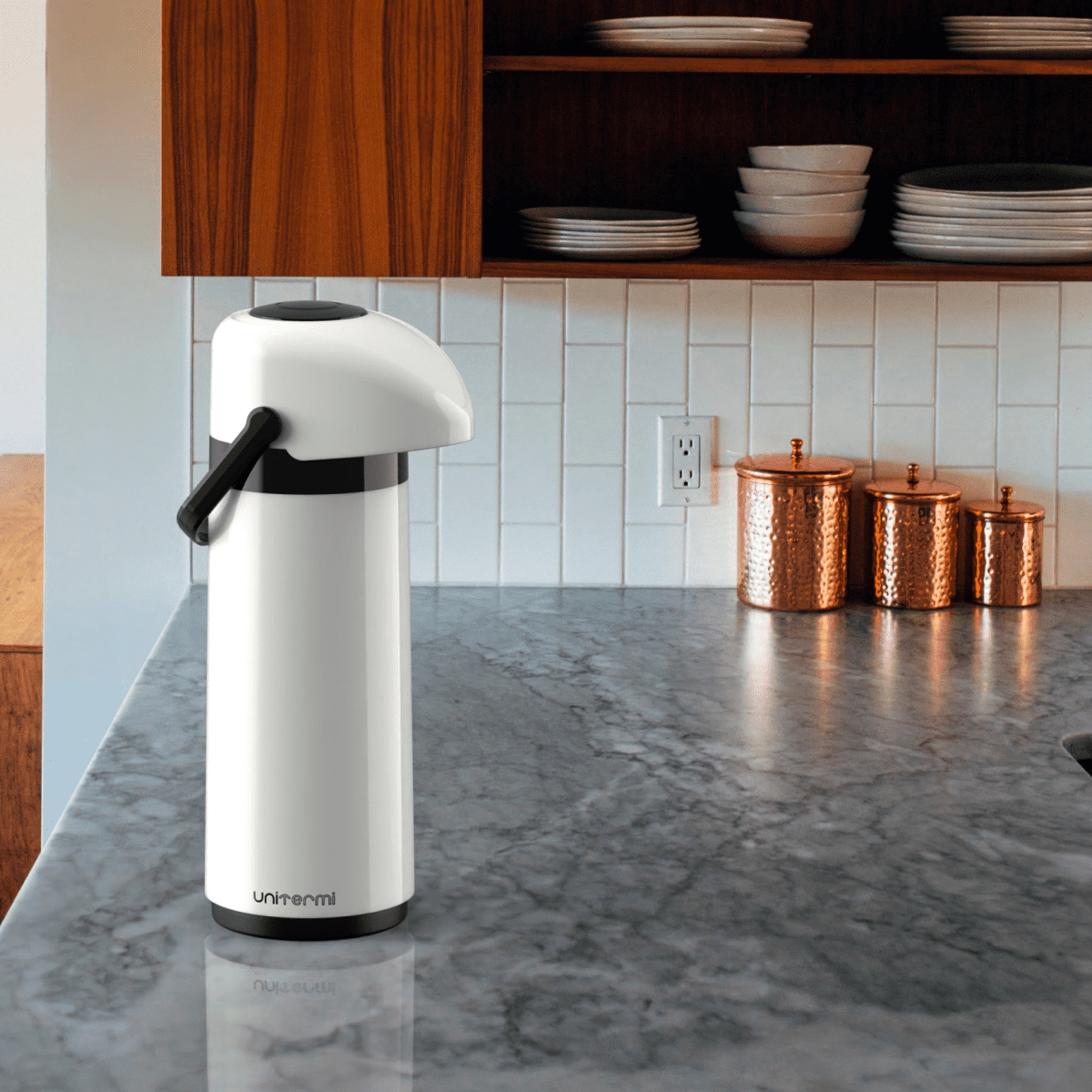 Garrafa Térmica De Mesa Verona 1L Branca Café Chá Chimarrão