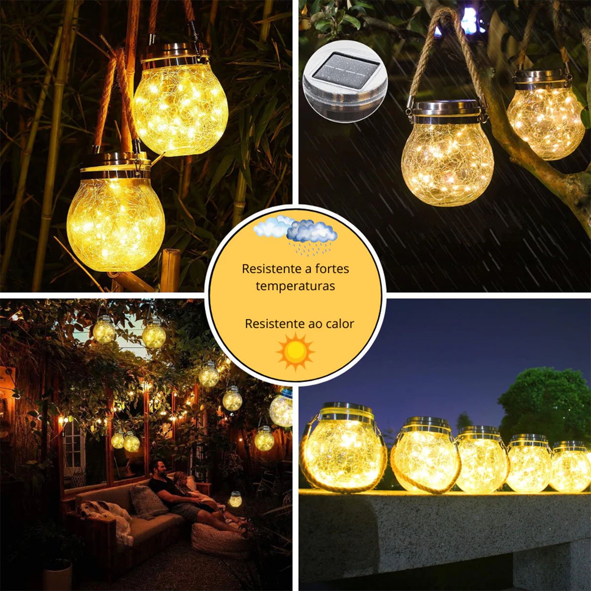 Globo Fraco Luzes Fio De Fadas Solar Lanterna LEDs Amarelo