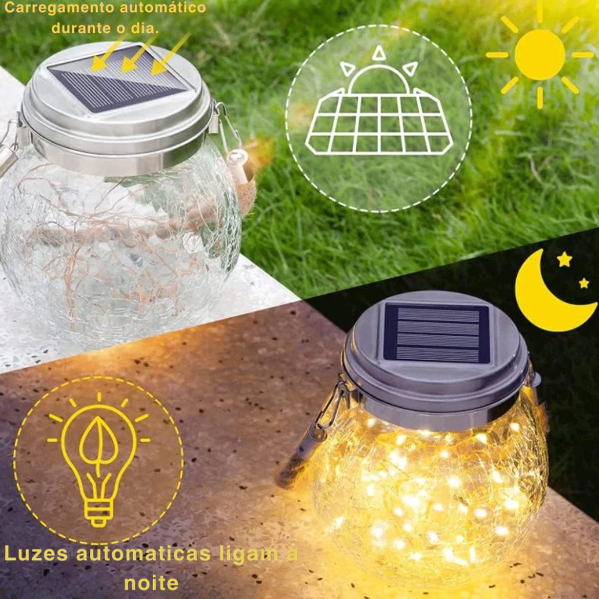 Globo Fraco Luzes Fio De Fadas Solar Lanterna LEDs Amarelo