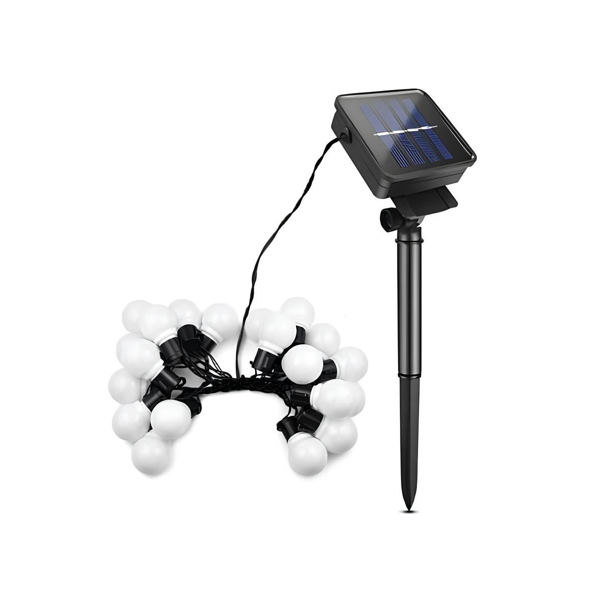 Grinalda Cordão Luzes Solares Jardim Bolas Branca 20 LEDs