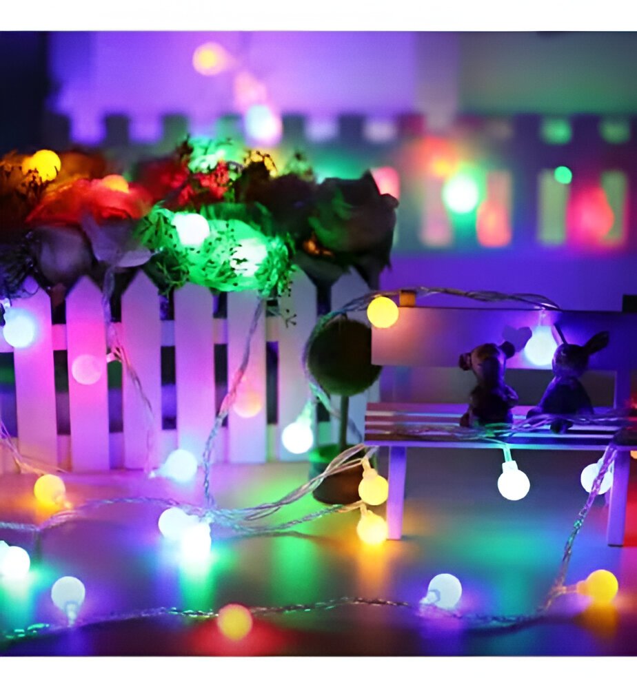 Grinalda Cordão Luzes Solares Jardim Bolas Colorida 20 LEDs