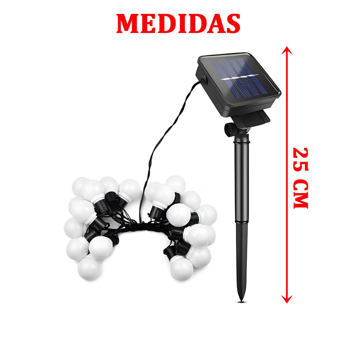 Grinalda Cordão Luzes Solares Jardim Bolas Colorida 20 LEDs