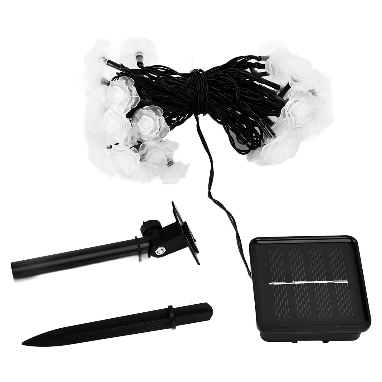Grinalda Cordão Luzes Solares Jardim Rosas Coloridas 20 LEDs