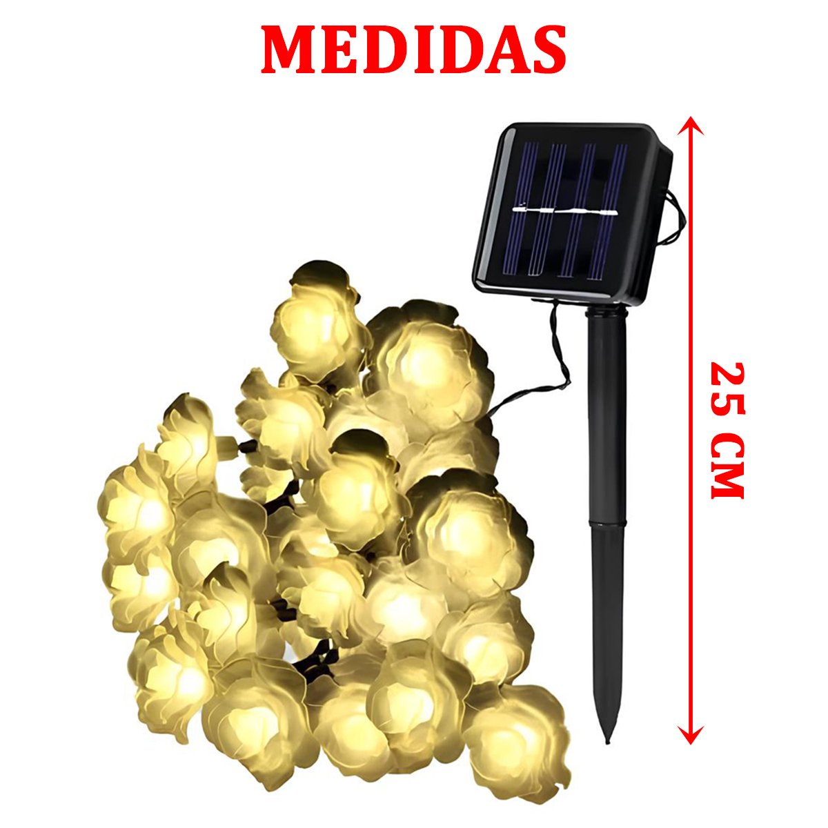 Grinalda Cordão Luzes Solares Jardim Rosas Coloridas 20 LEDs