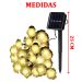 Grinalda Cordão Luzes Solares Jardim Rosas Dourada 20 LEDs