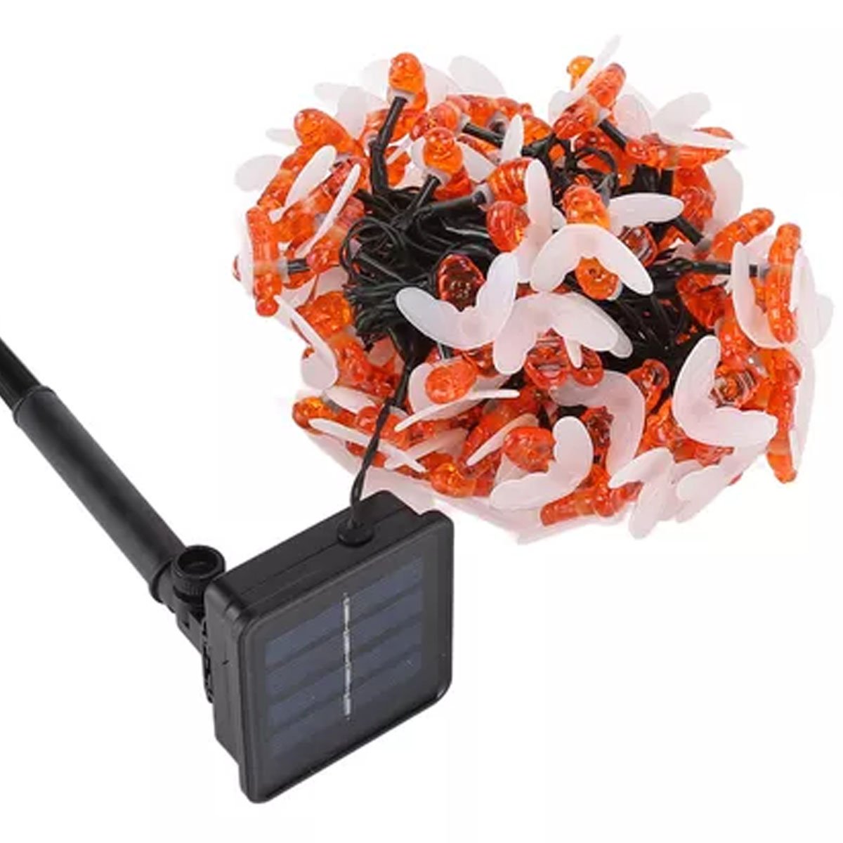 Grinalda Pisca Cordão Solar 20 LEDs Colorido Abelhas De 5M