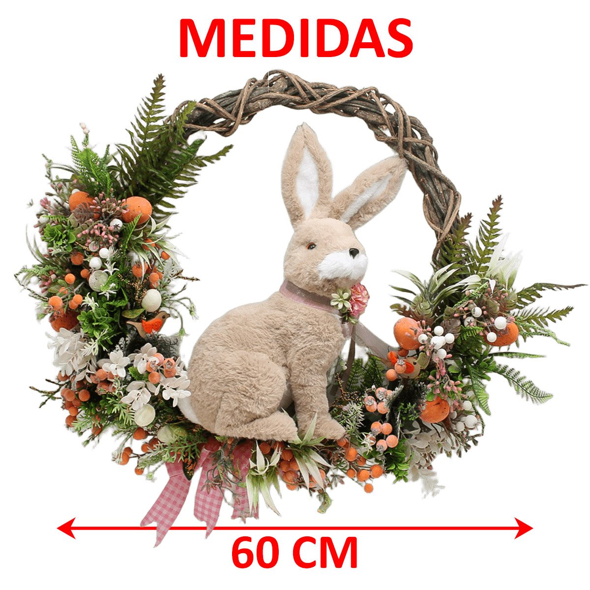 Guirlanda Decorativa De Páscoa Coelho Enfeite Arranjos 60cm