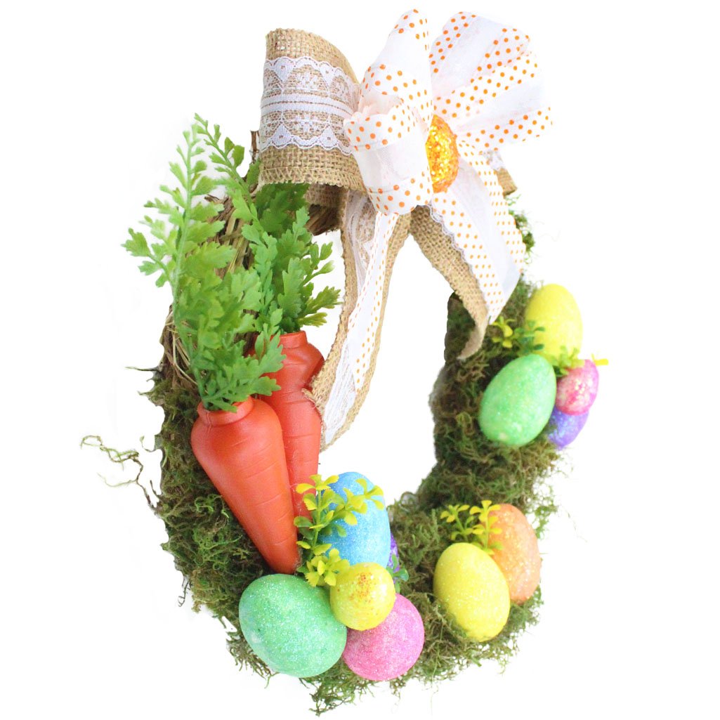 Guirlanda de Páscoa Artesanal Ovos e Musgo 29cm