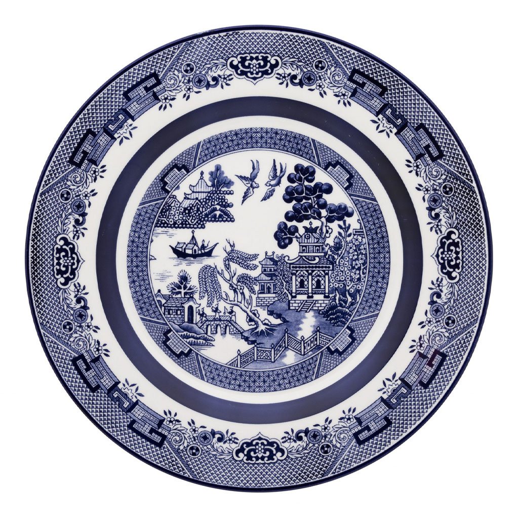 Jogo 2 Pratos Rasos 2 Pratos Fundos 2 Pratos Lanche Blue Willow Oxford® Porcelana