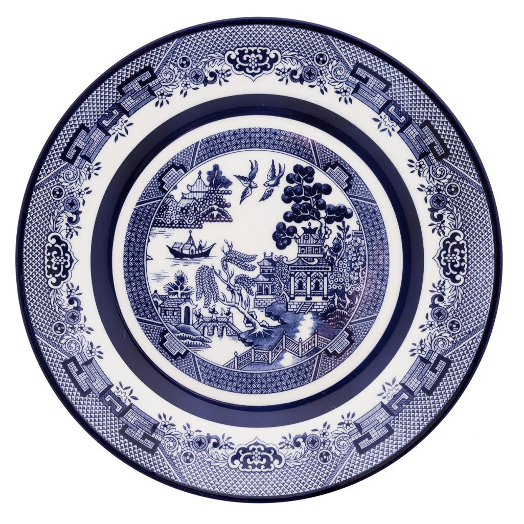 Jogo 2 Pratos Rasos 2 Pratos Fundos 2 Pratos Lanche Blue Willow Oxford® Porcelana