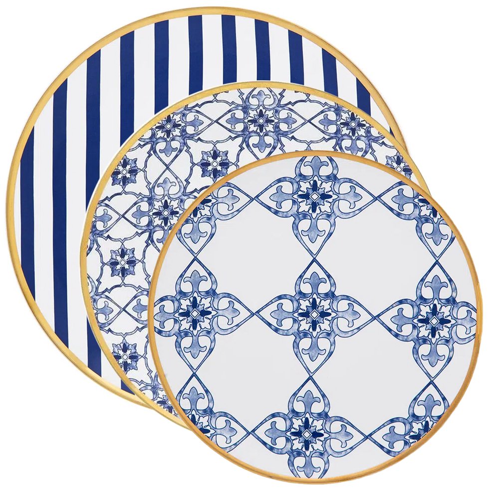 Jogo 2 Pratos Rasos 2 Pratos Fundos 2 Pratos Lanche Coup Lusitana Oxford® Porcelana