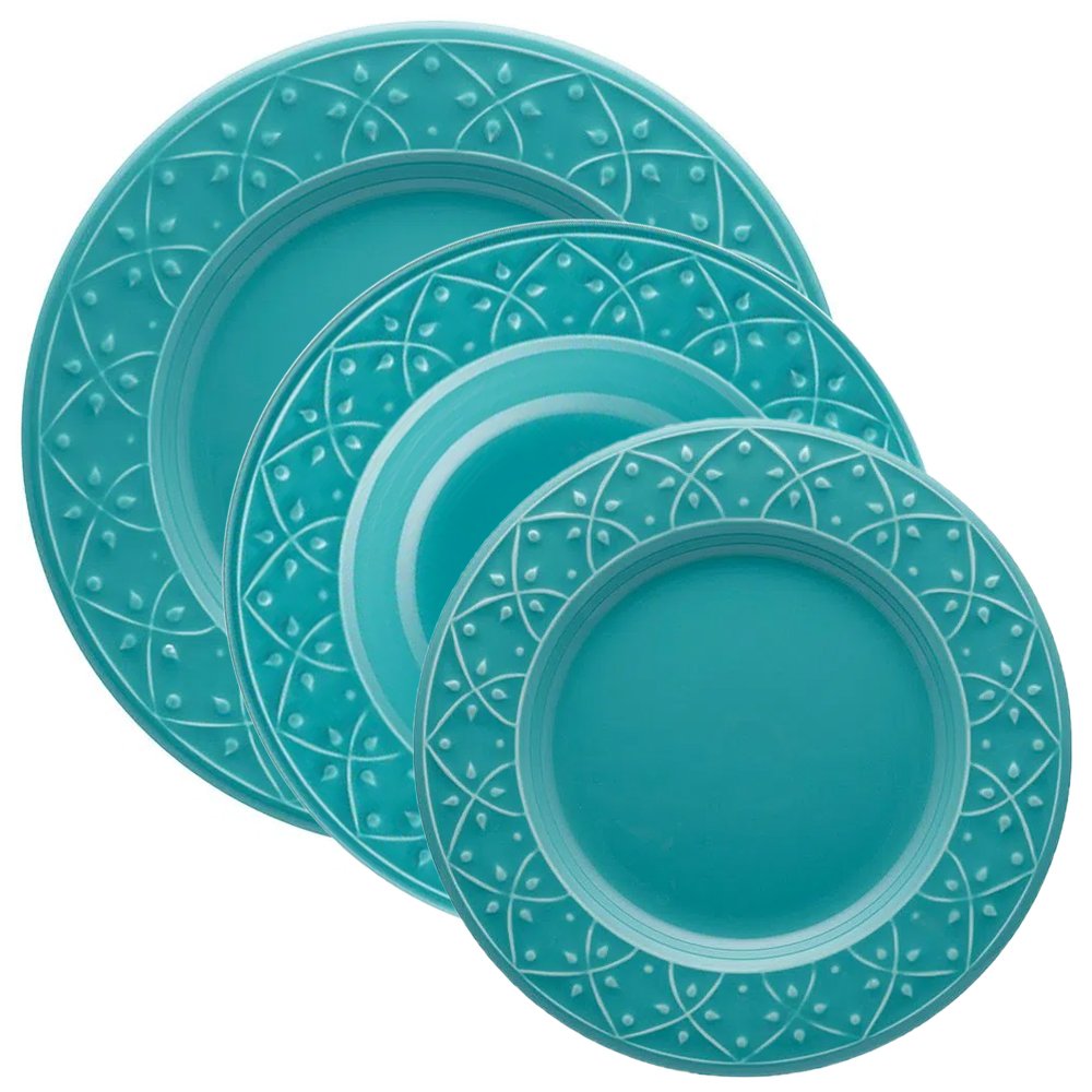 Jogo 2 Pratos Rasos 2 Pratos Fundos 2 Pratos Lanche Mendi Enseada Oxford® Cerâmica