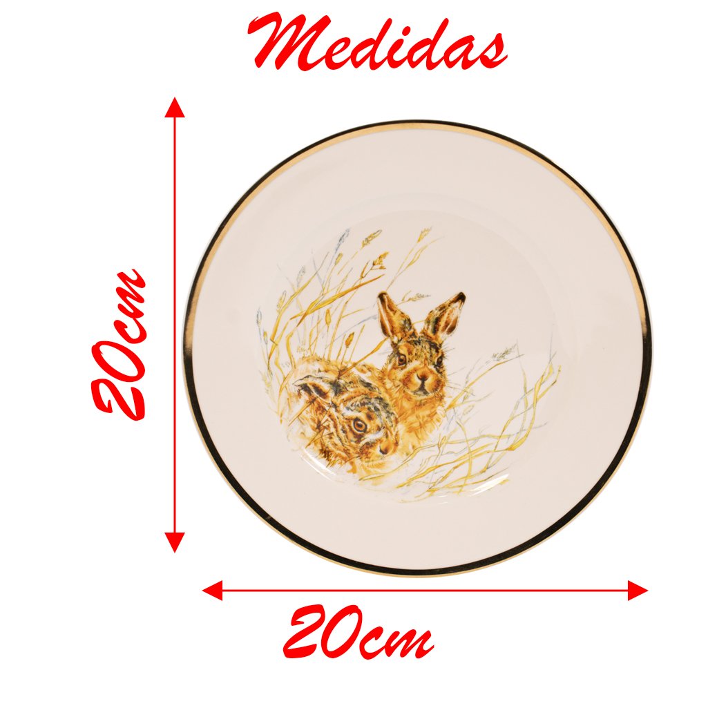 Jogo Café Lanche Porcelana Branca Páscoa Coelho 8 Peças