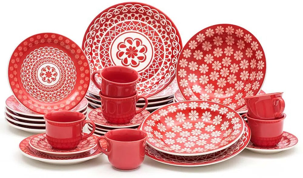 Jogo De Jantar Floreal Renda 20 Peças Oxford® Cerâmica