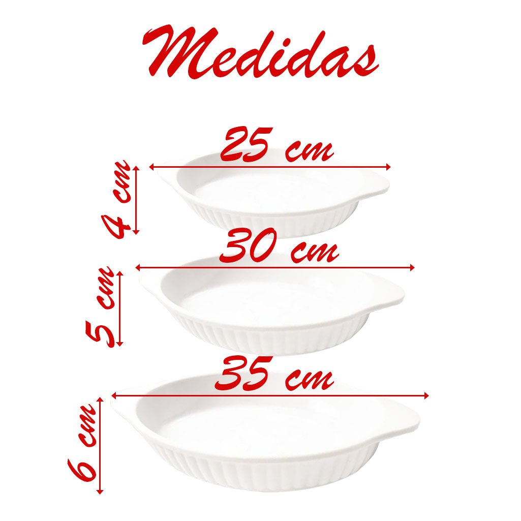 Jogo De Travessas Melamina Oval Branca 3 Peças