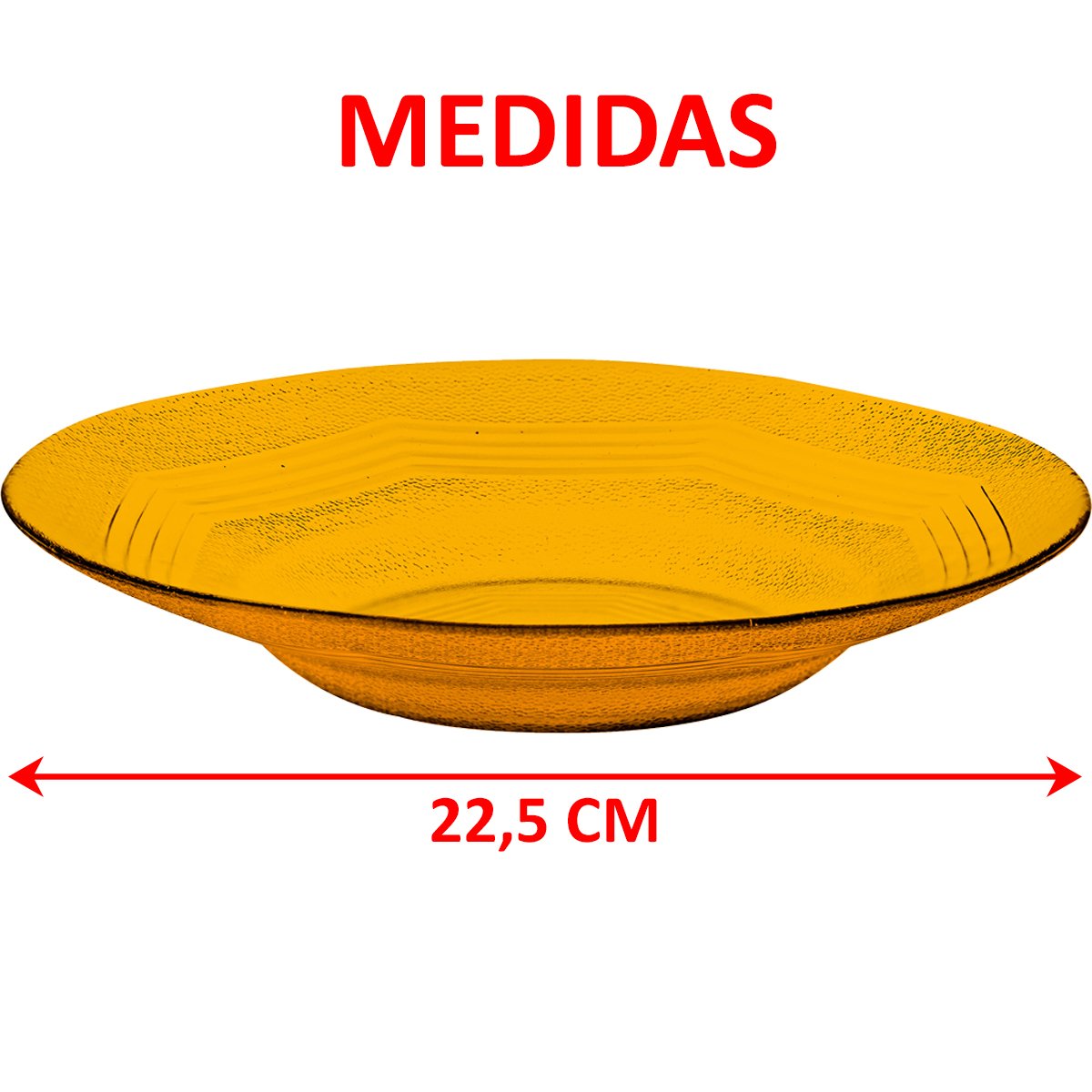 Jogo Prato Fundo Sopa 10 Pessoas 10Pçs Âmbar Em Vidro 22,5cm