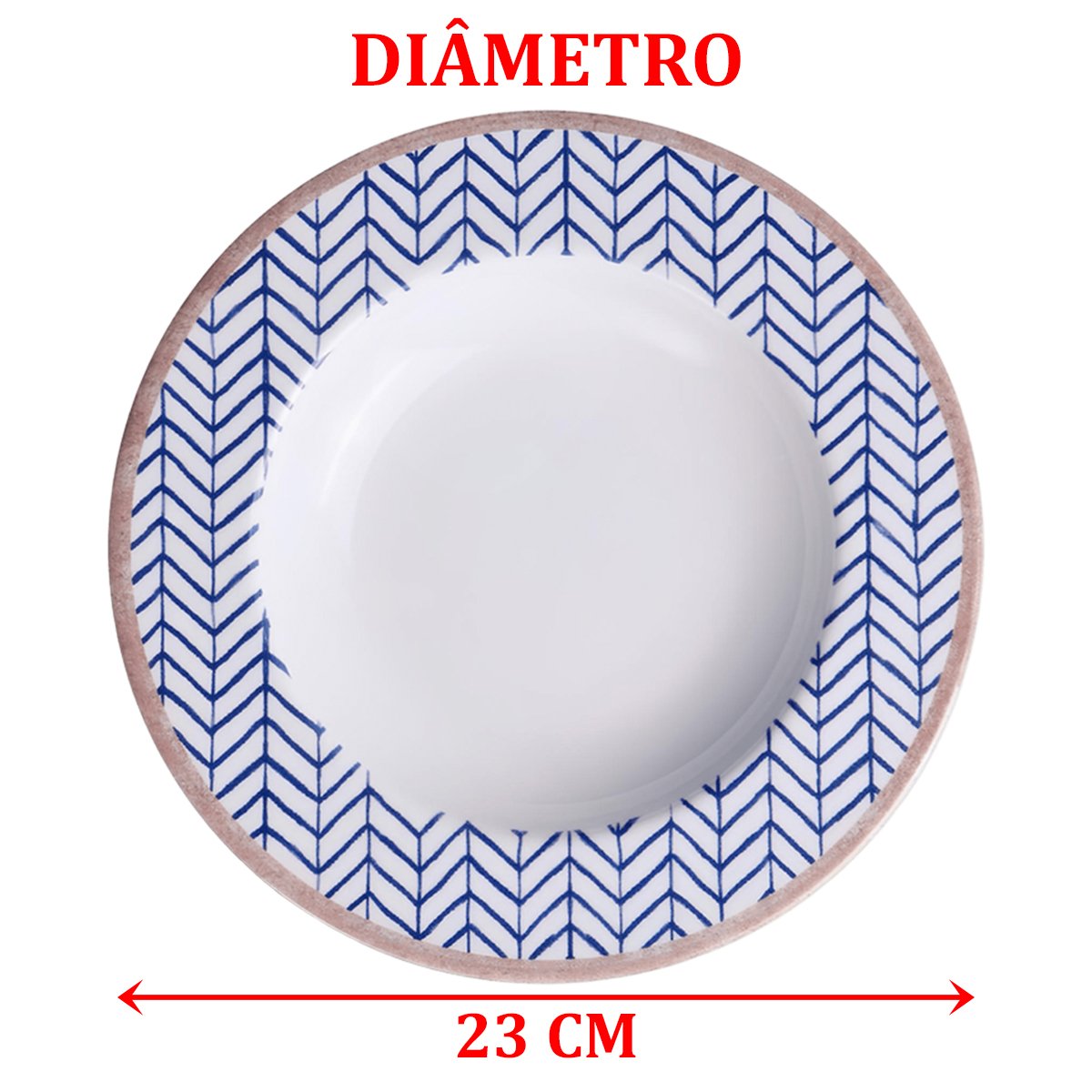 Jogo Prato Fundo Sopa Lanche 8 Pessoas 8Pçs Abstratta 23cm