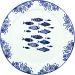Jogo Prato Raso Jantar 12 Pessoas 12Pçs Peixe Praia Mar 31cm