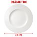 Jogo Prato Raso Jantar 8 Pessoas 8Pçs Aba Larga Branco 28cm
